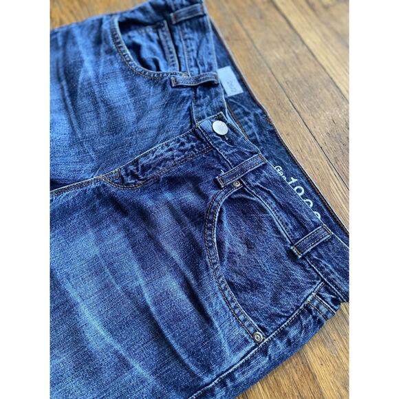 GAP 1969 Distressed Mid-Rise Blue Denim Jeans sz 26/2 (actual w33") - Picture 2 of 7